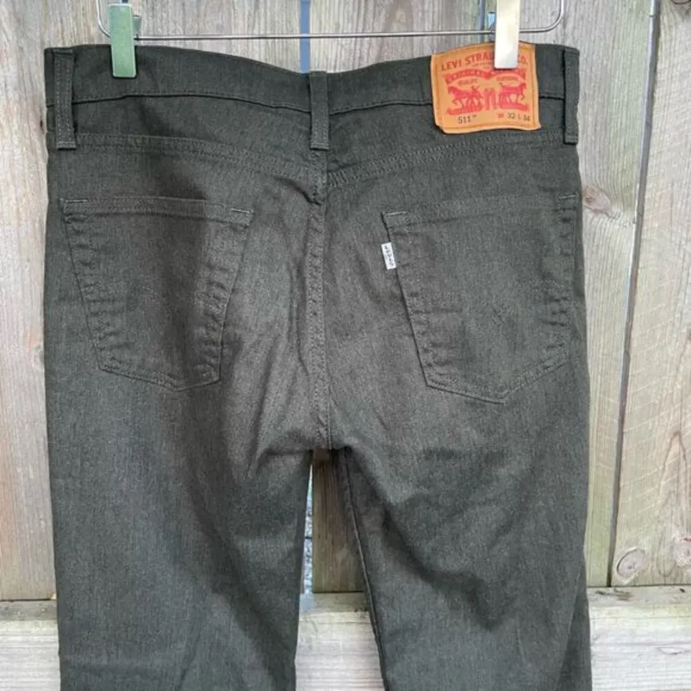 Levi's 511‎ Trousers Skinny Fit Stretch Cotton Mid-Rise Size W32 L34 Dark Gray